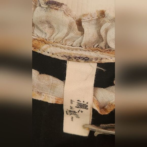 Unbranded L Black Beige Cotton Shrtslv Floral Pattern Bohamian Women Midi Dress - Picture 2 of 9